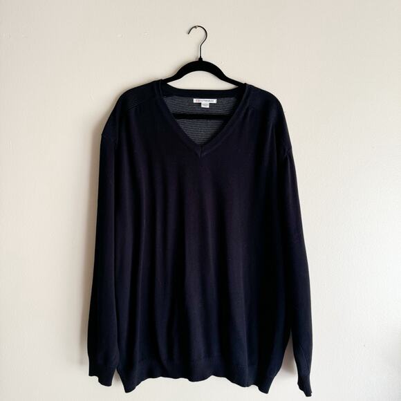 Cutter & Buck Black Long Sleeve Ribbed Detail V Neck Sweater - 2XB - Picture 7 of 7